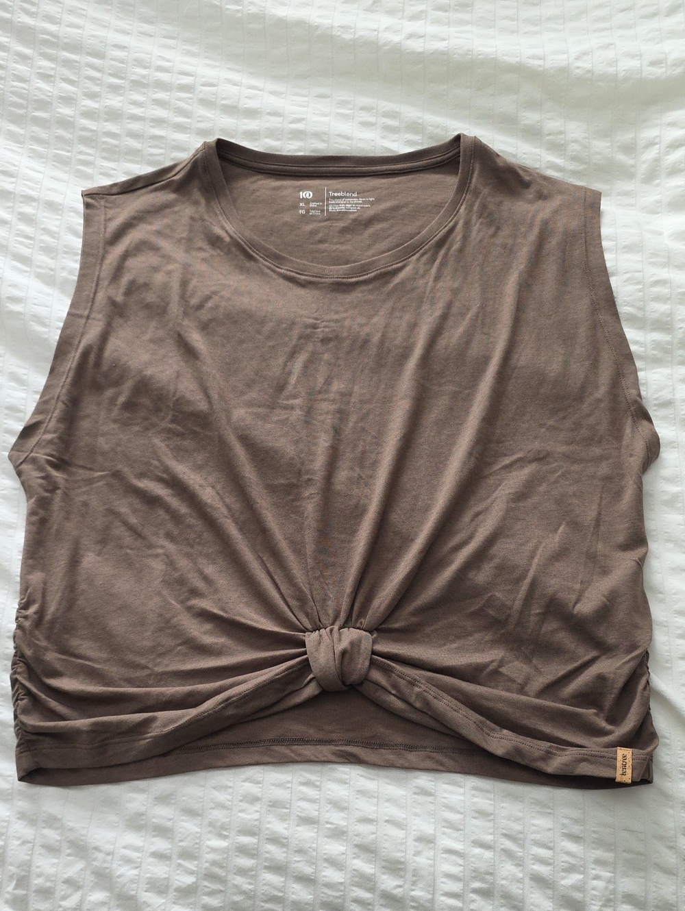 Tentree Knotted Sleeveless Crop Tank - Taupe Brown - NWOT - XL